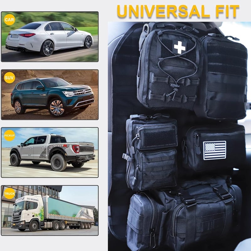 Jimikay Universal Tactical Seat ​Back Organizer Vehicle Molle Panel Organizer Storage Bag with 5 Detachable Molle Pouch for All Vehicel Such as Jeep,Truck,SUV, Car, Ford,Chevy etc - Image 3